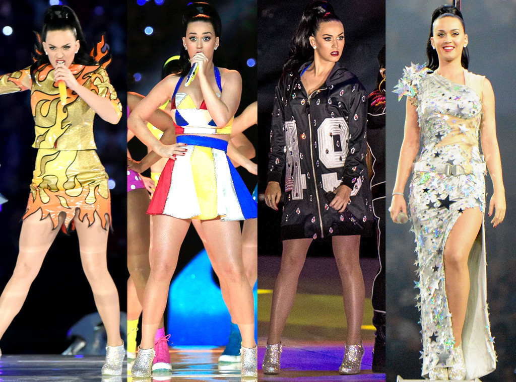 Katy Perry S Super Bowl Looks Diamonds Crystals That Ponytail